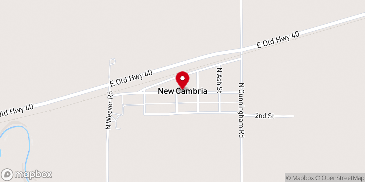Map showing location of New Cambria