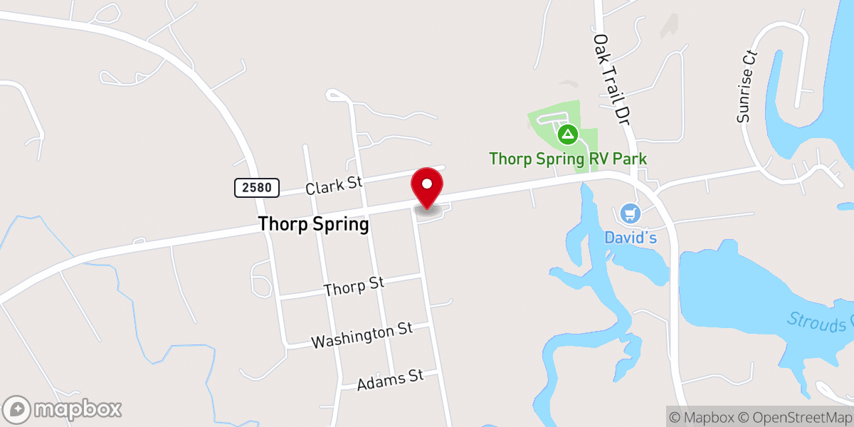 Map showing location of First Baptist Church-Thorp Spring