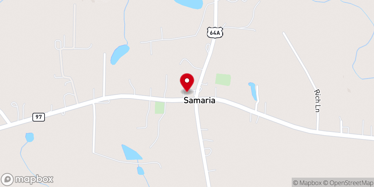 Map showing location of Samaria Baptist Church