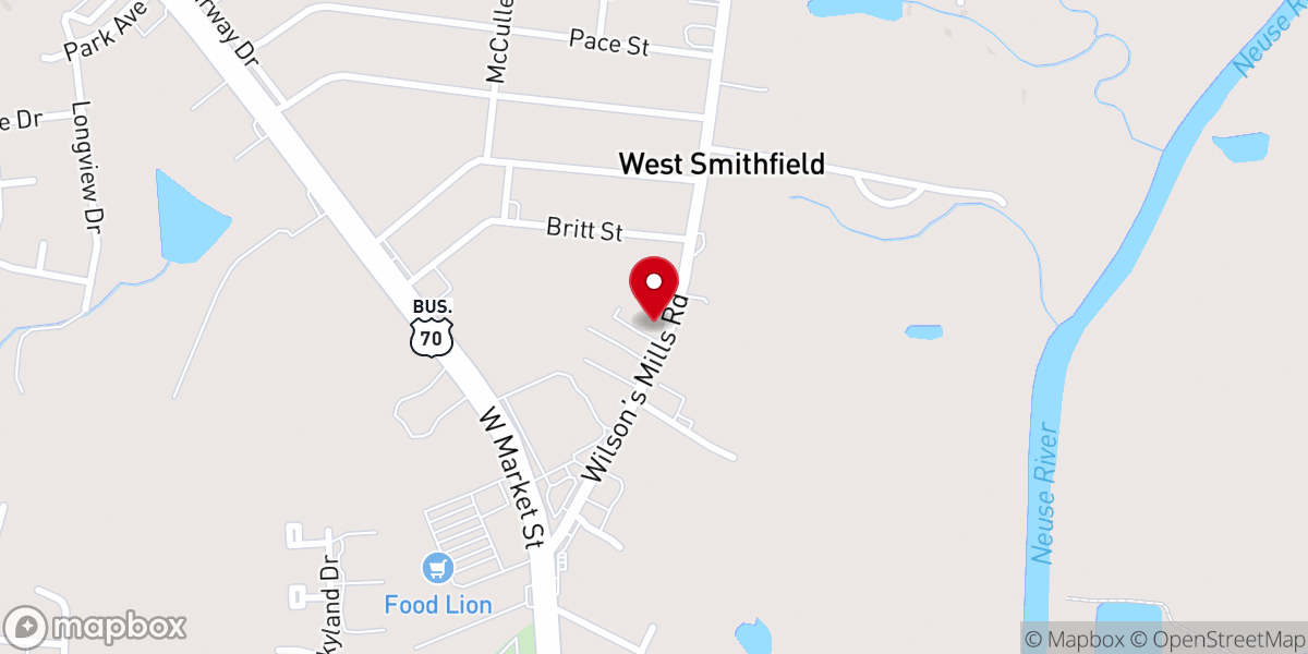 Map showing location of Soldados de la Cruz - Smithfield, NC
