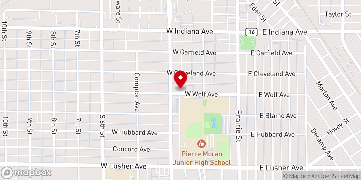Map showing location of Agape Missionary Baptist Church