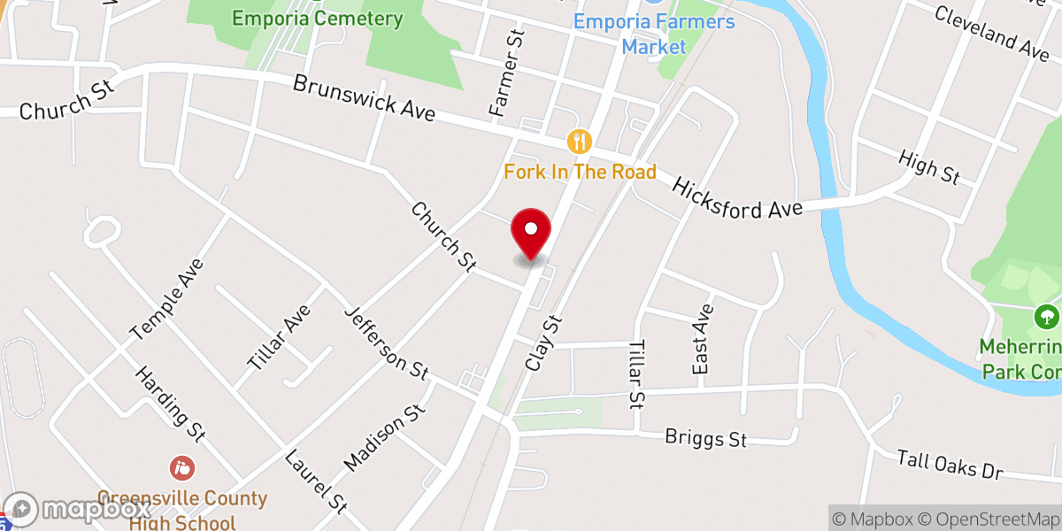 Map showing location of Main Street Baptist Church