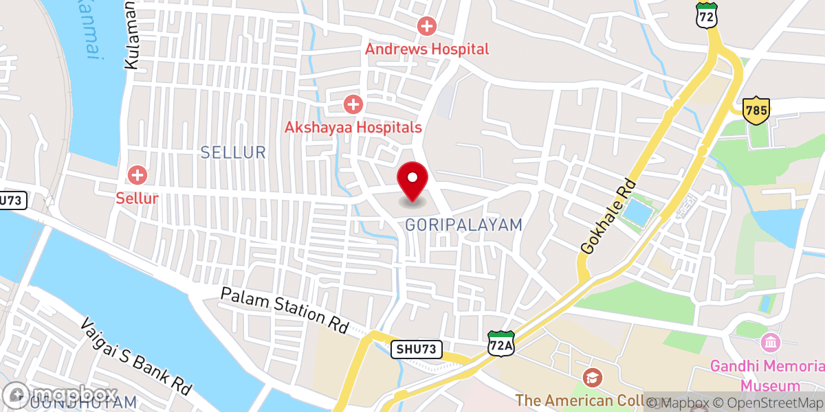 Map showing location of CSI Cathedral Madurai