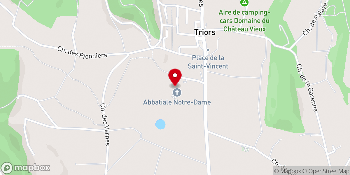 Map showing location of Abbaye Notre Dame de Triors