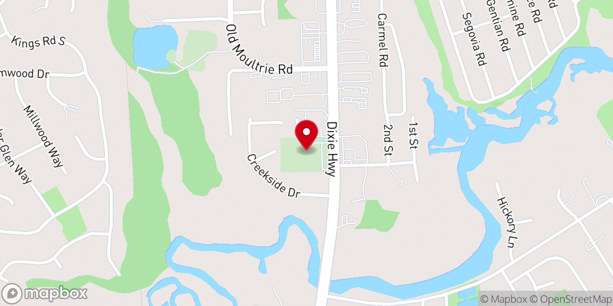 Map showing location of Moultrie Baptist Church
