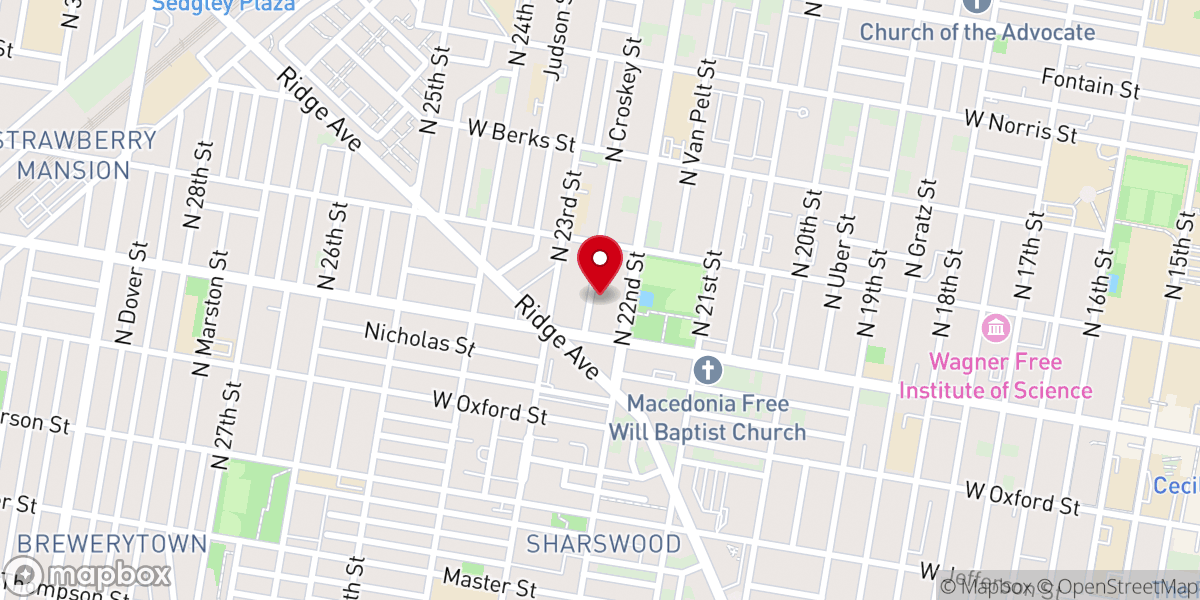 Map showing location of New Salem Baptist Church