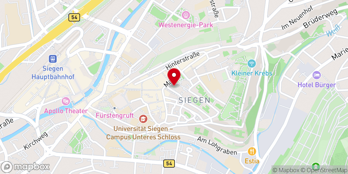 Map showing location of Stadt Siegen, Rathaus