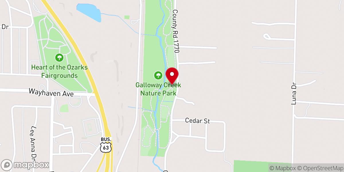 Map showing location of Galloway Creek Nature Park
