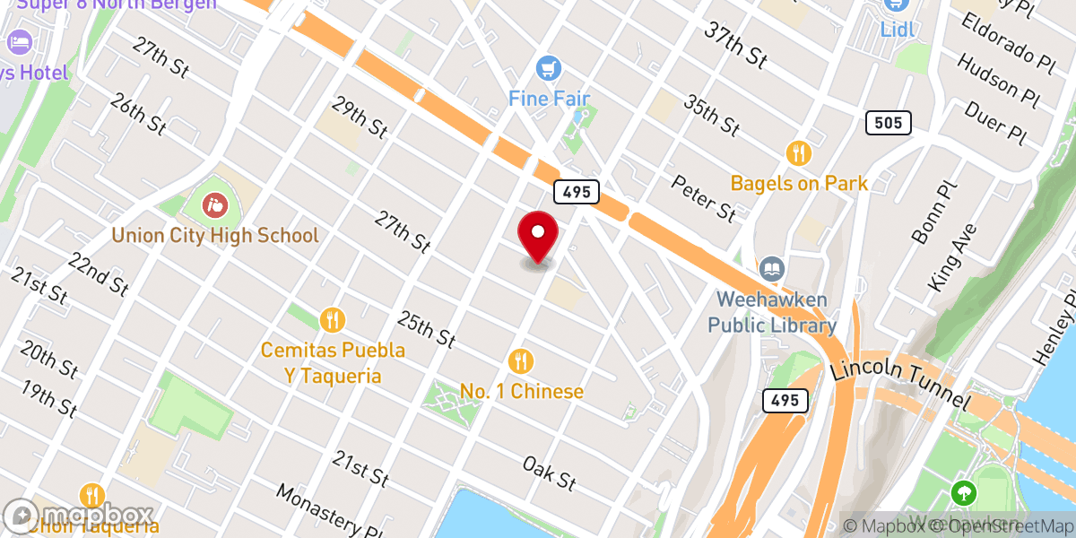 Map showing location of Iglesia De Cristo Elim New Jersey