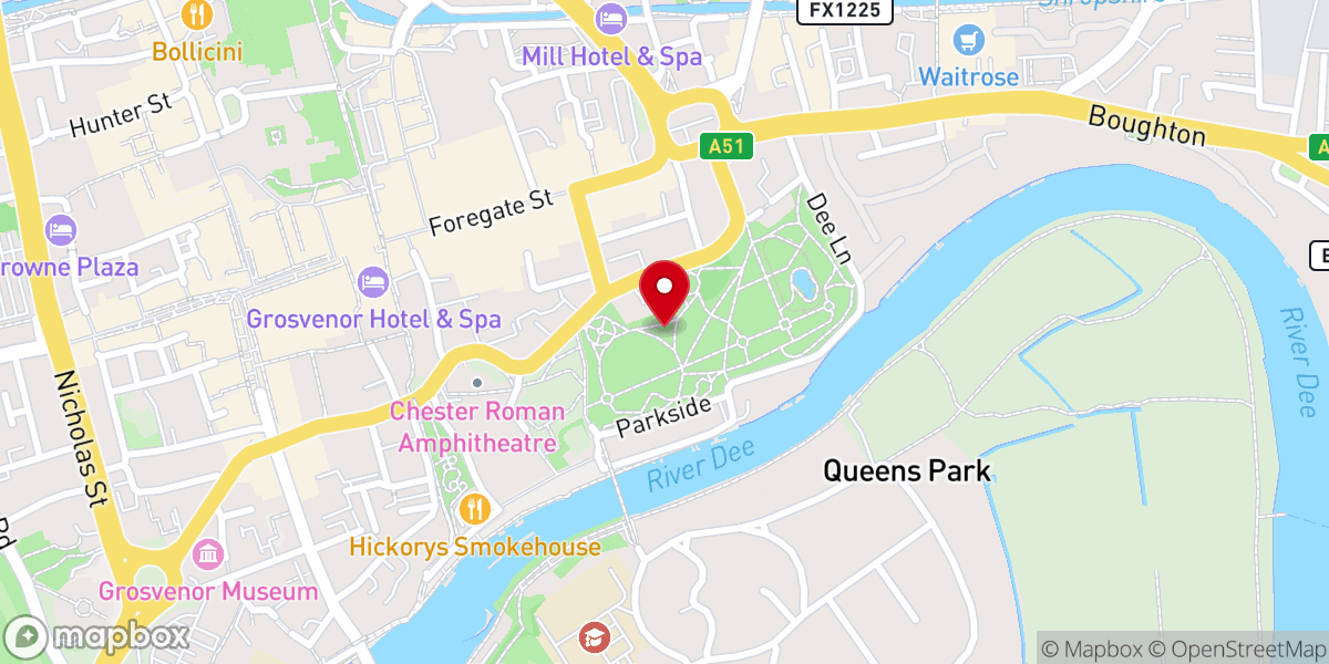 Map showing location of Grosvenor Park