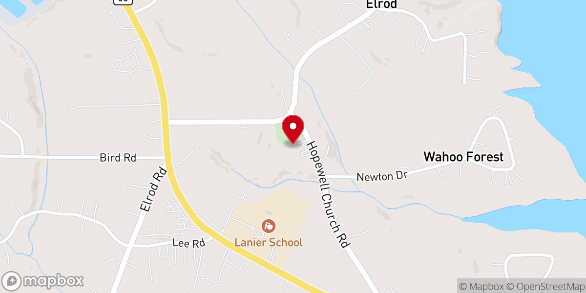 Map showing location of Hopewell United Methodist Church