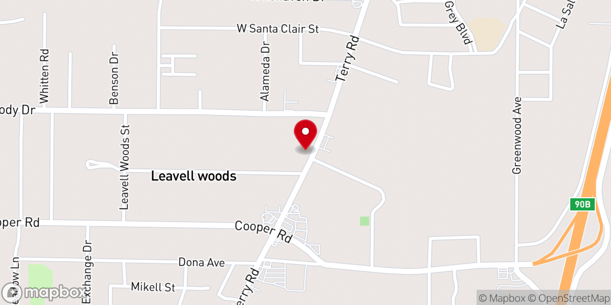 Map showing location of Leavell Woods United Methodist Church