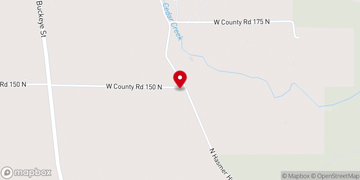 Map showing location of Cedar Creek Community Church