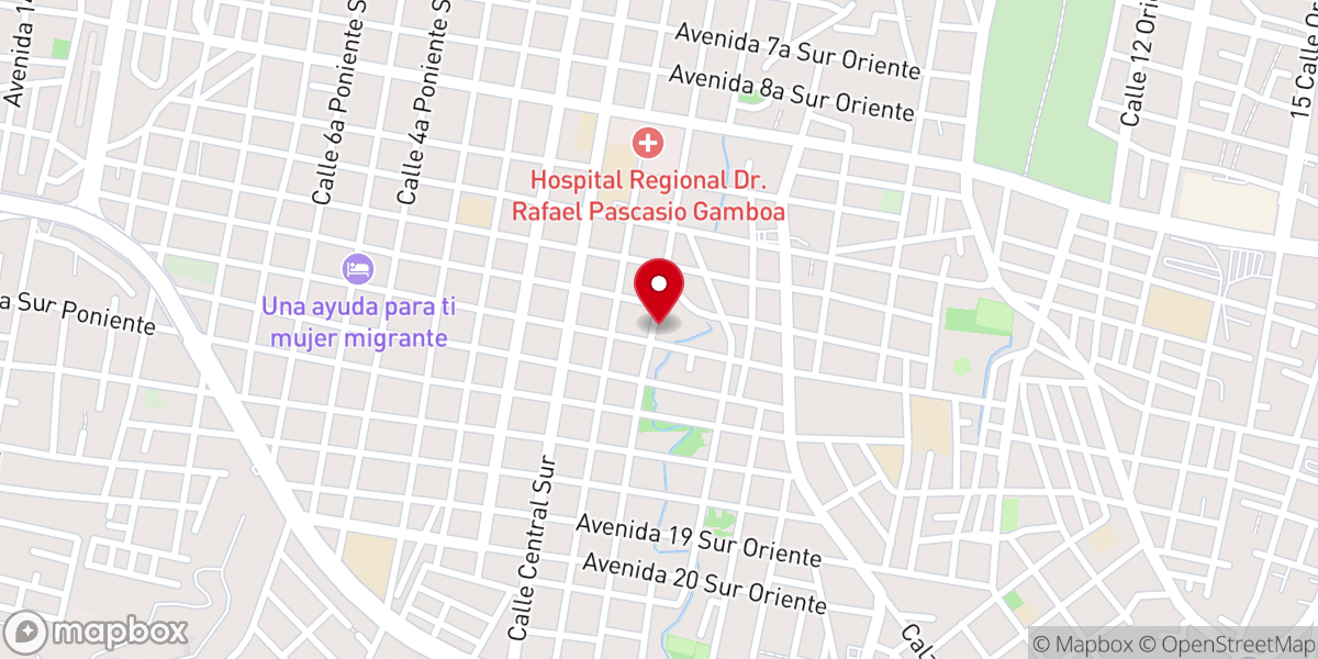 Map showing location of Misión Evangélica Bethania