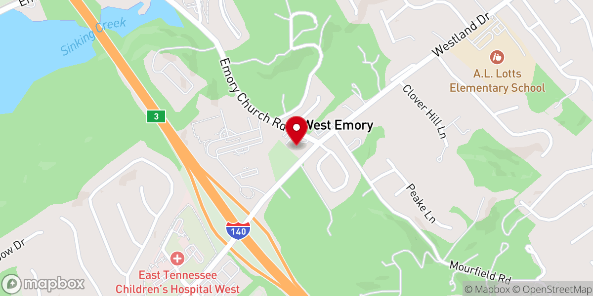 Map showing location of West Emory Presbyterian Church