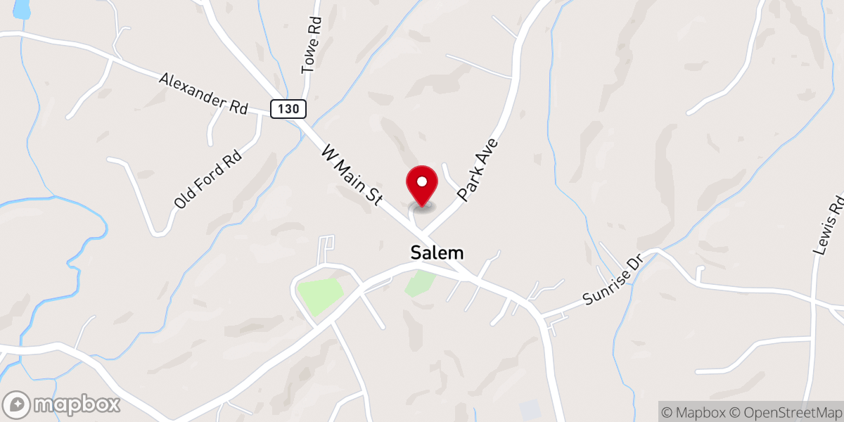 Map showing location of Salem Methodist Church