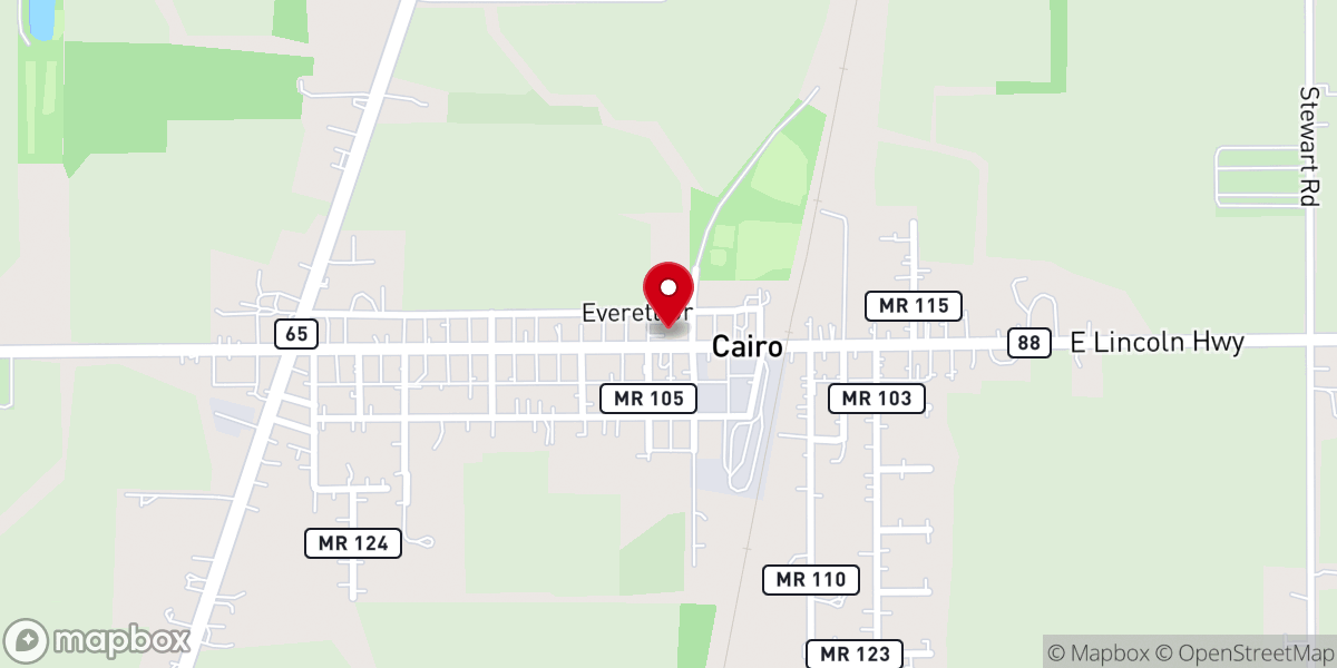 Map showing location of Cairo United Methodist Church