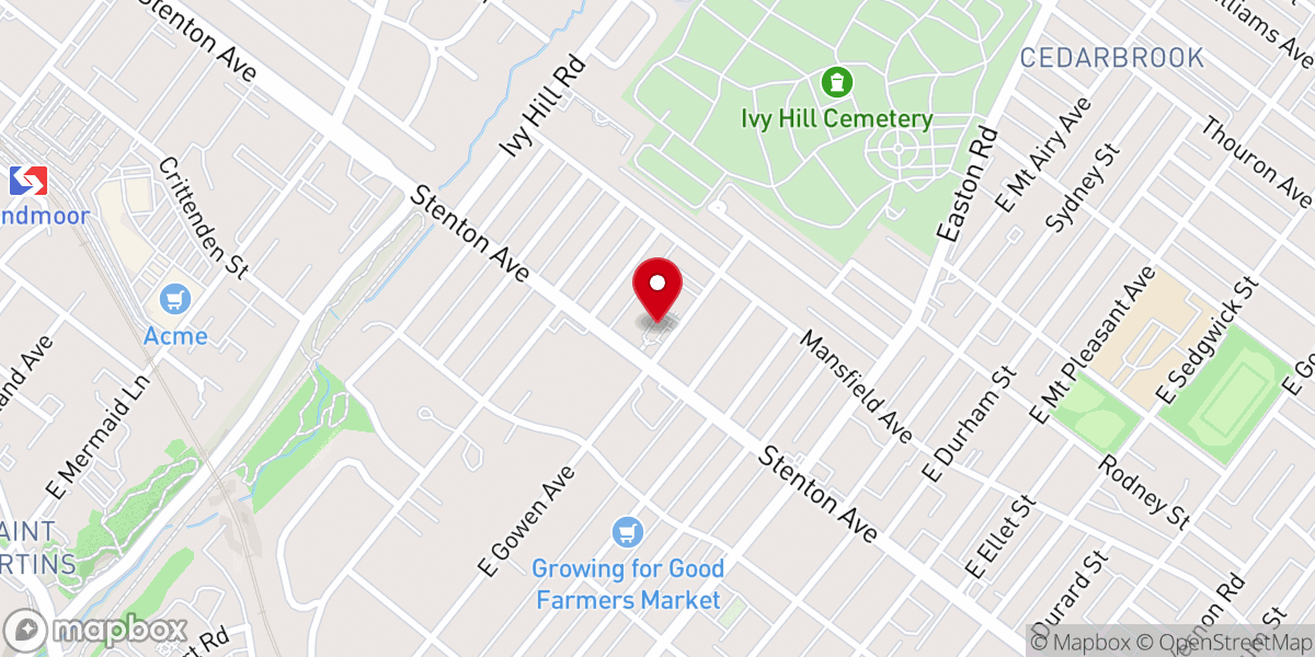 Map showing location of Oxford Presbyterian Church