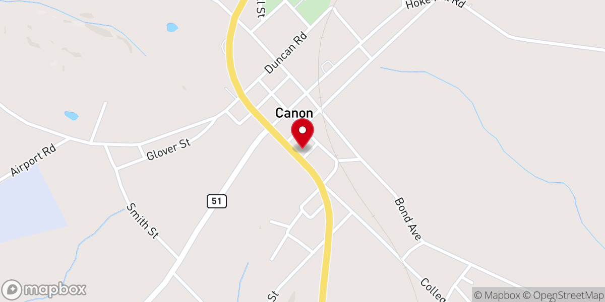 Map showing location of Canon Unitarian Universalist Church