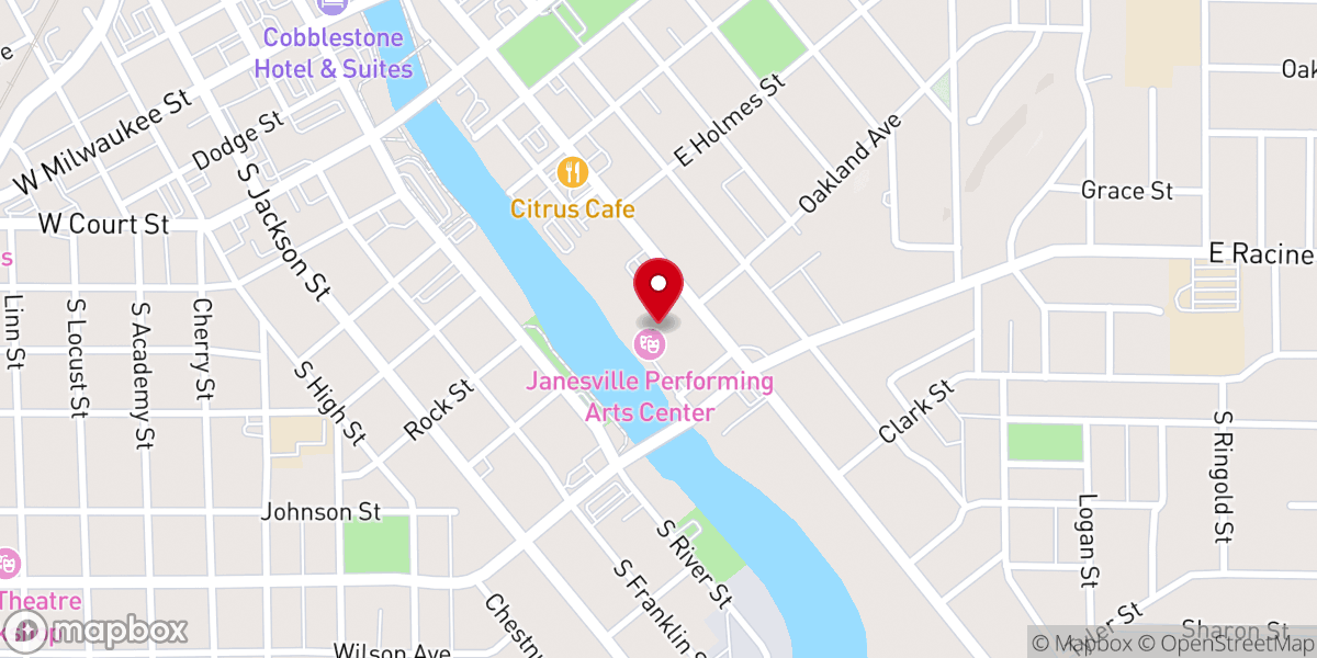 Map showing location of Janesville Performing Arts Center