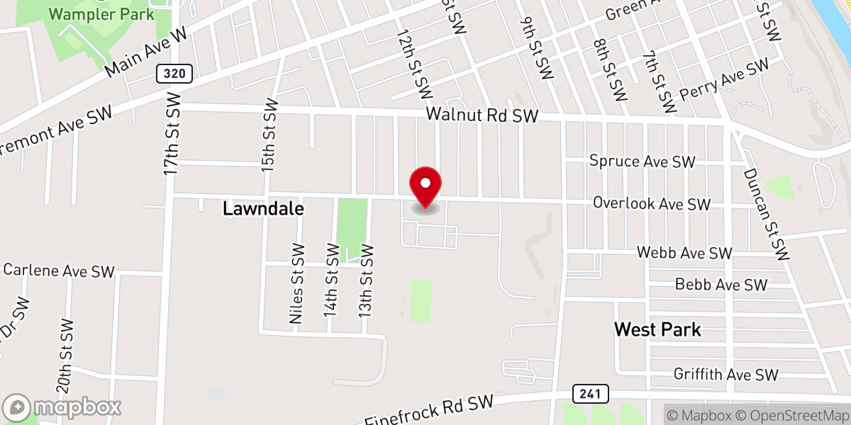 Map showing location of Massillon Baptist Temple