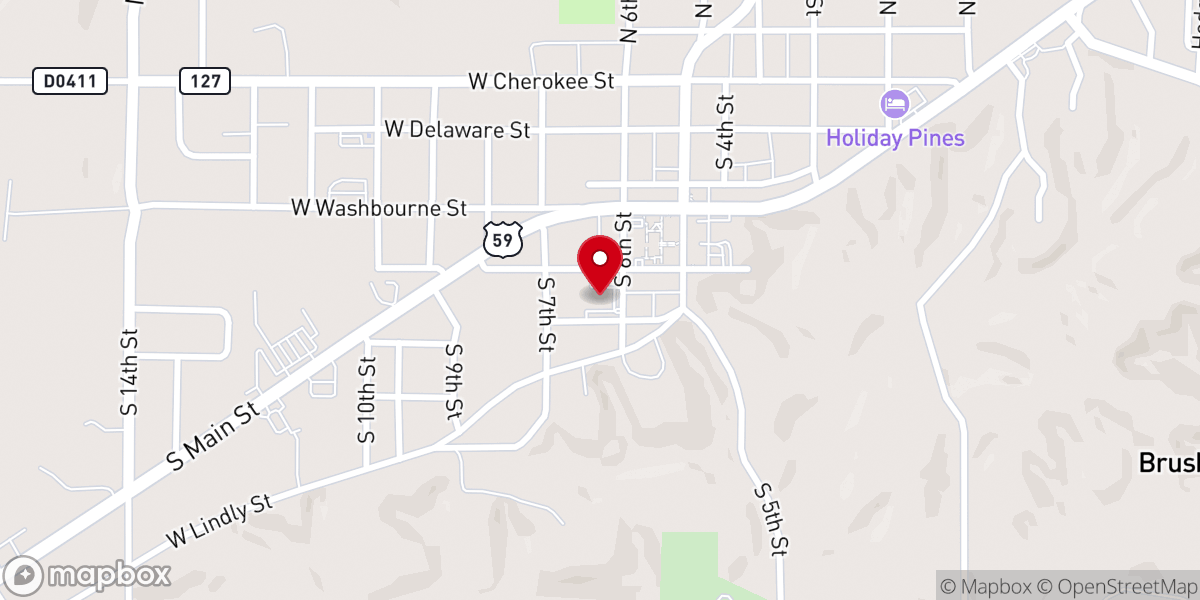 Map showing location of Teen challang brush creek