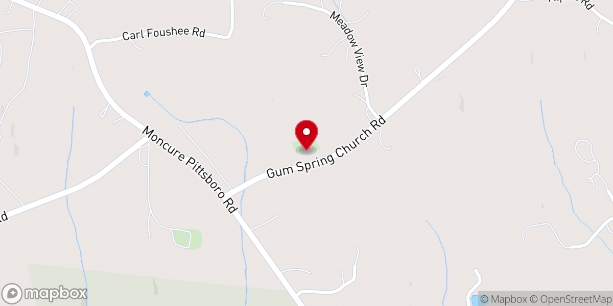 Map showing location of Gum Springs Baptist Church