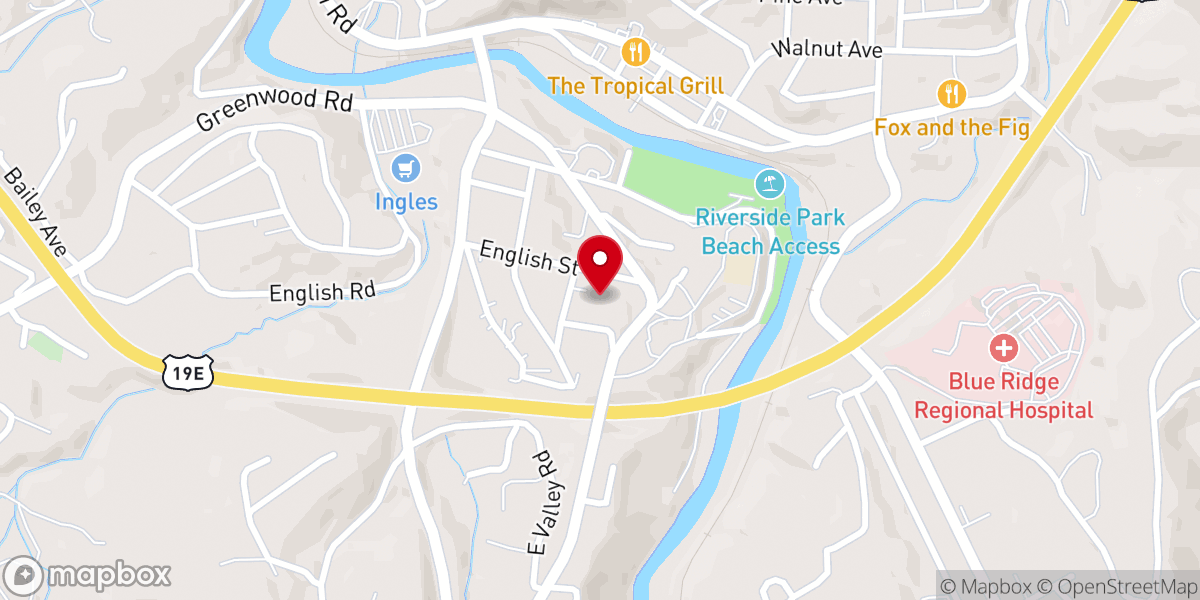 Map showing location of Western Carolina Church