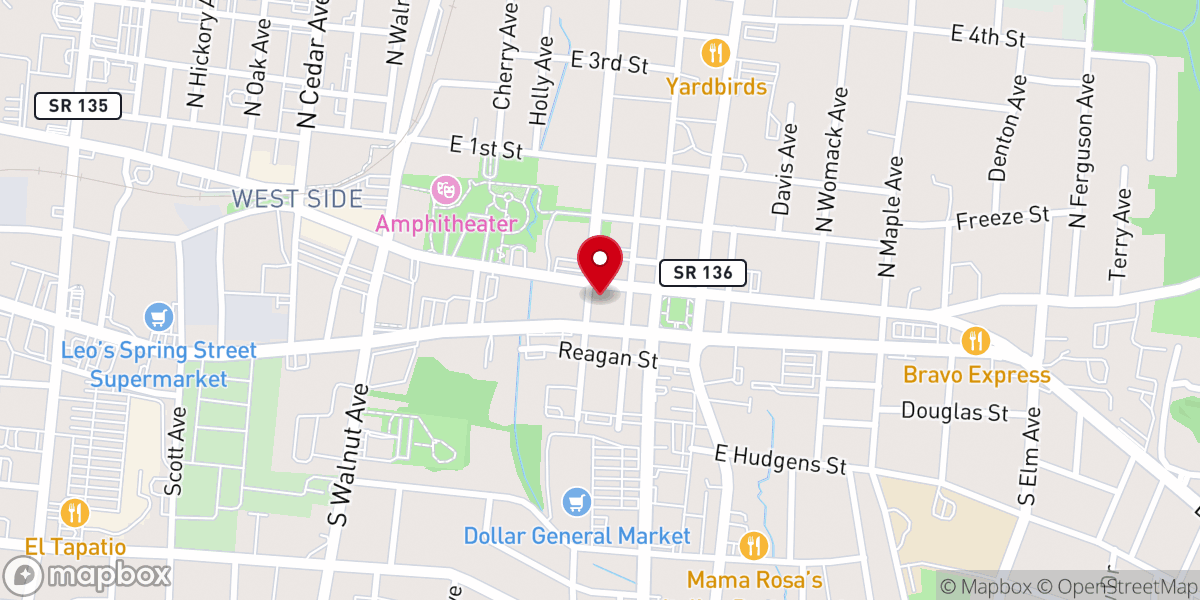 Map showing location of First United Methodist Church of Cookeville