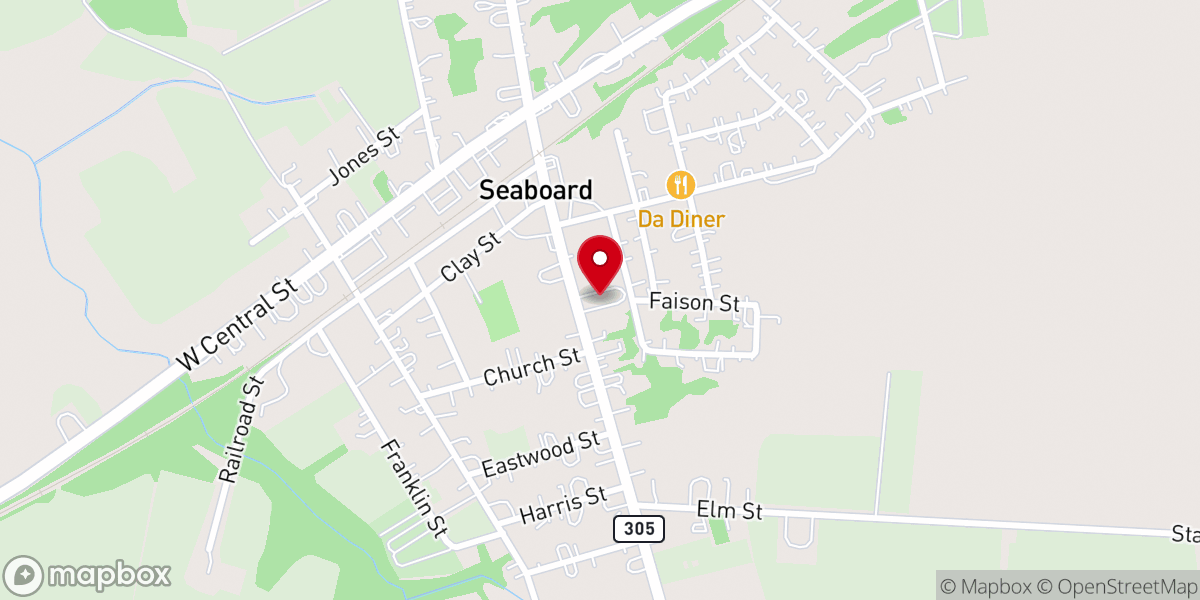Map showing location of Seaboard Baptist Church