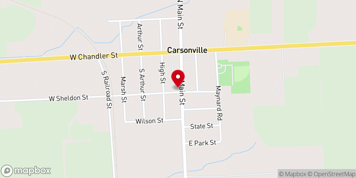 Map showing location of Carsonville Assembly of God