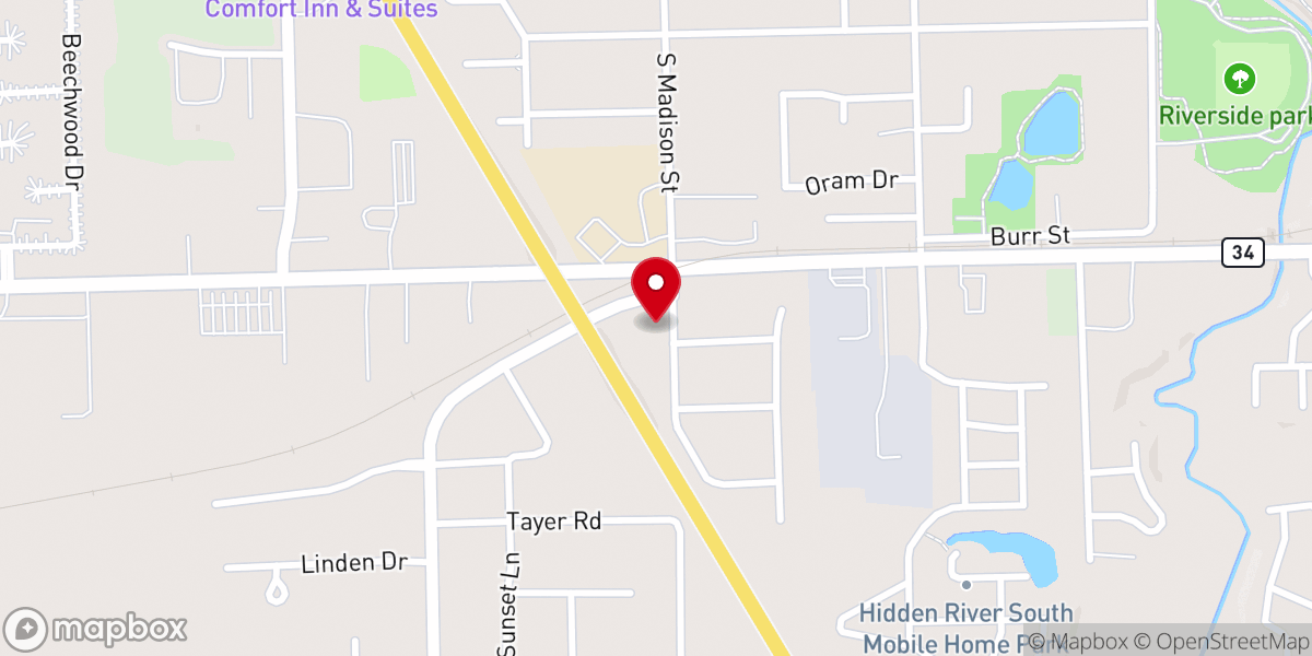 Map showing location of Redemption Outreach Center