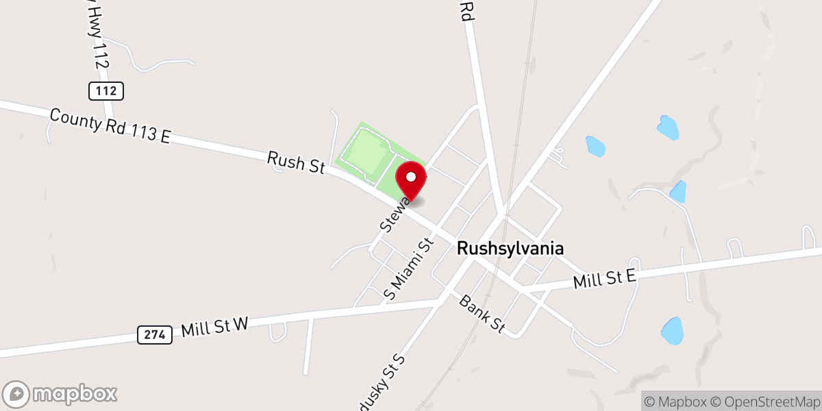 Map showing location of Rushsylvania United Methodist Church