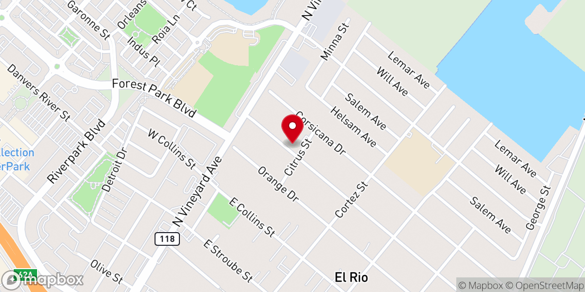 Map showing location of Korean Oxnard United Methodist