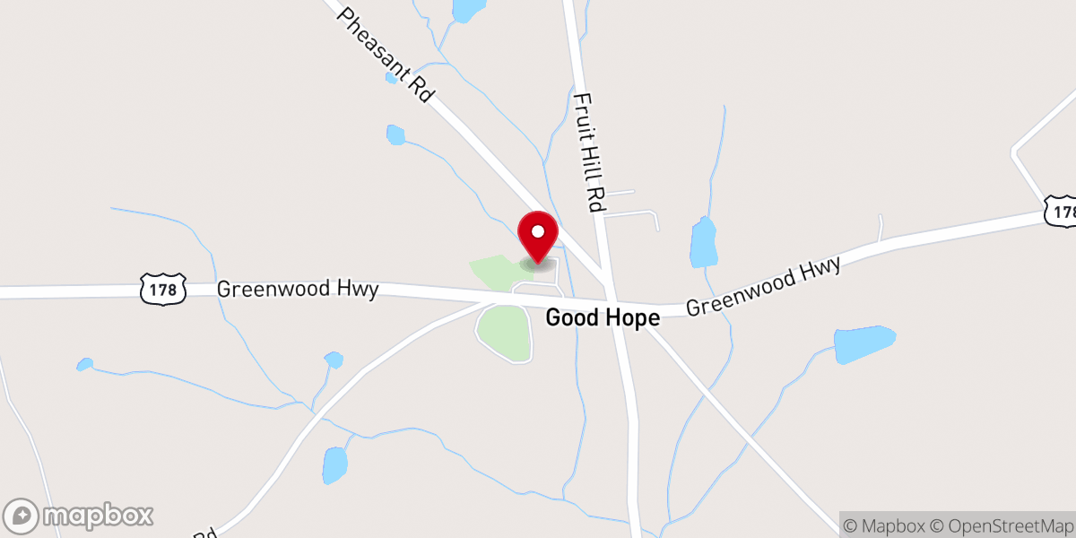 Map showing location of Good Hope Baptist Church