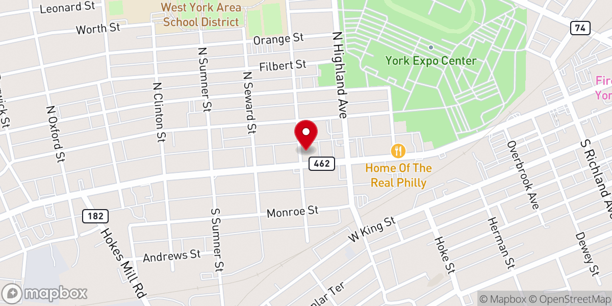 Map showing location of St James Evangelical Lutheran Church
