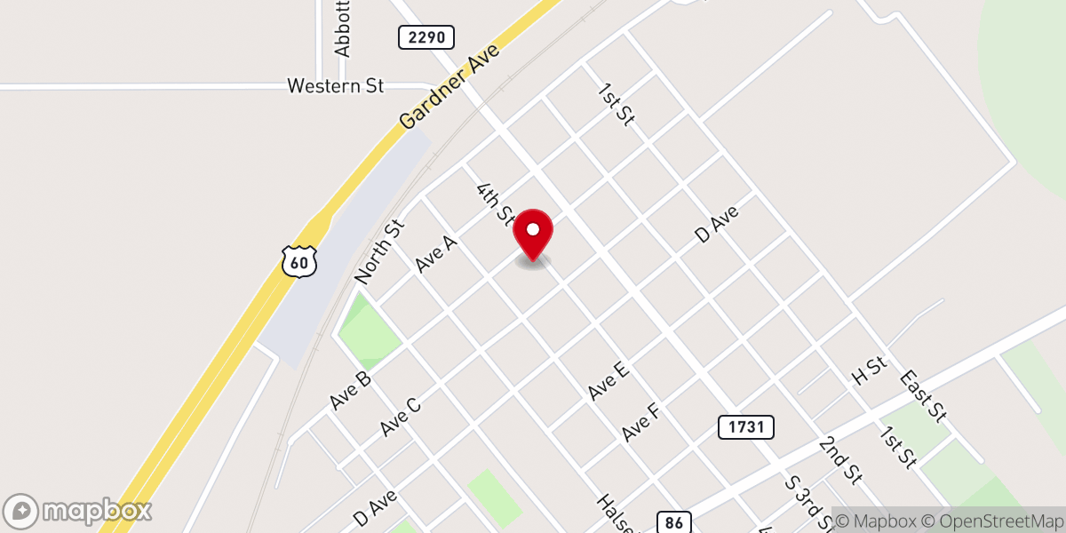 Map showing location of Bovina United Methodist Church