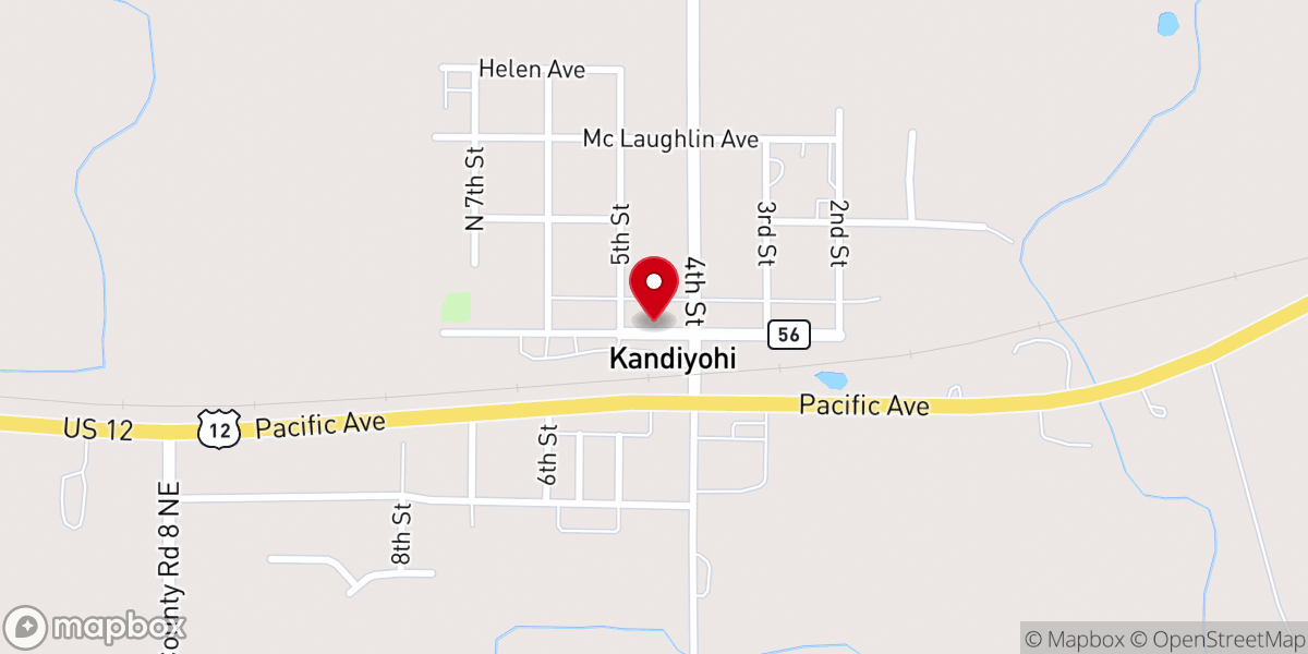 Map showing location of City of Kandiyohi