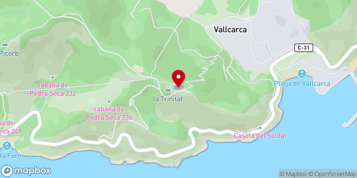 Map showing location of Ermita de la Trinidad de Sitges