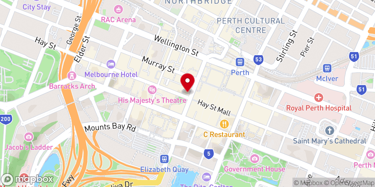 Map showing location of Wesley Uniting Church