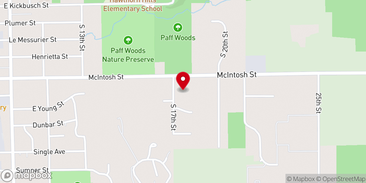 Map showing location of East Hill Foursquare Church