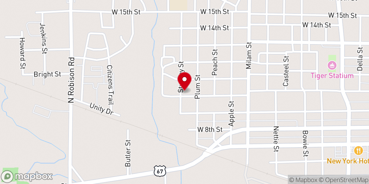 Map showing location of Mt Orange Baptist Church