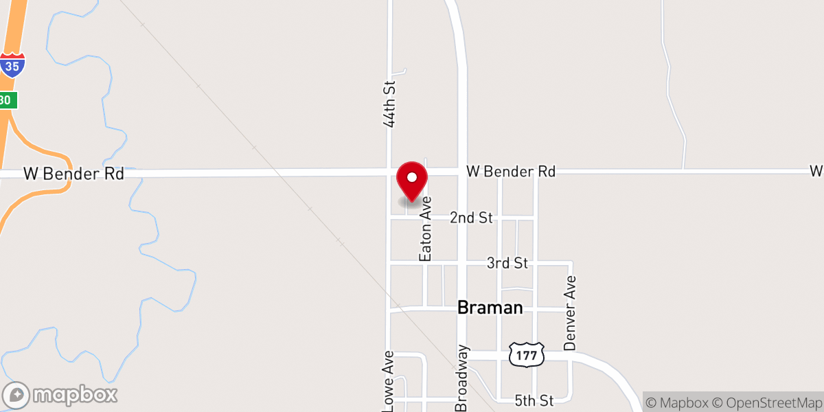 Map showing location of Braman Community Church