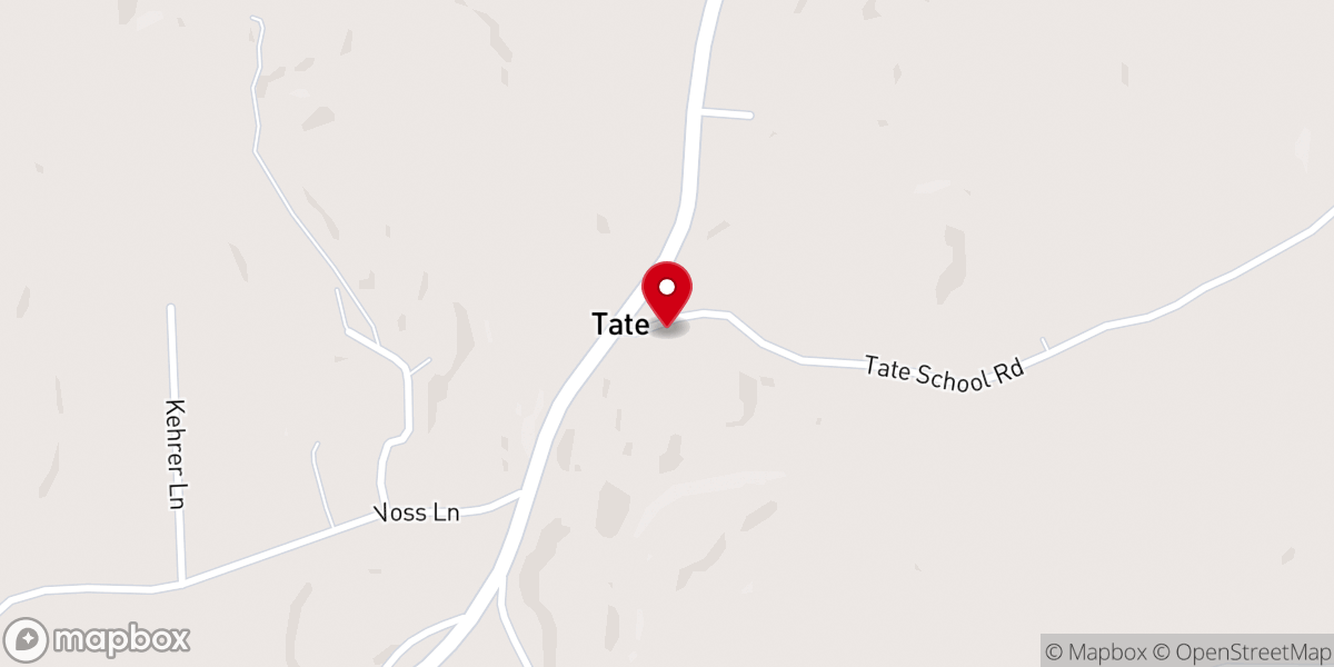 Map showing location of Tate’s Pentecostal Church