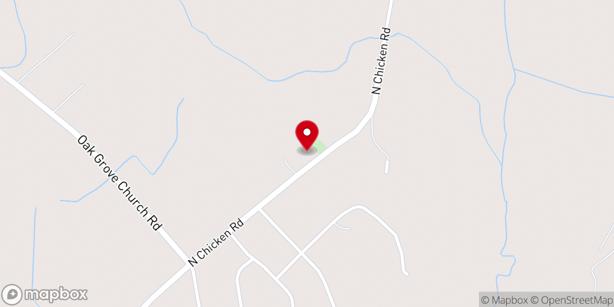 Map showing location of Oak Grove Baptist Church