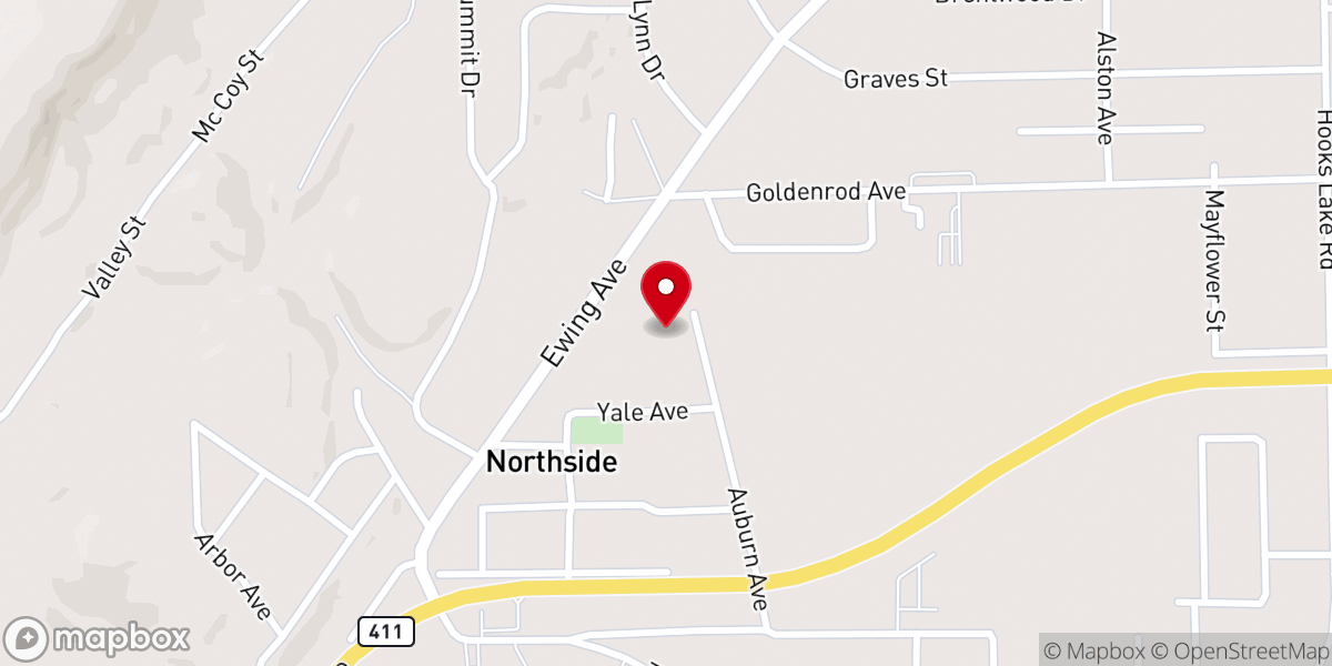 Map showing location of North Gadsden United Methodist Church