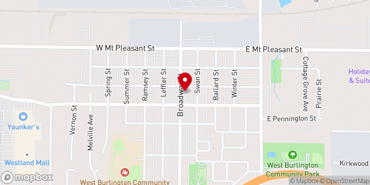 Map showing location of West Burlington United Methodist