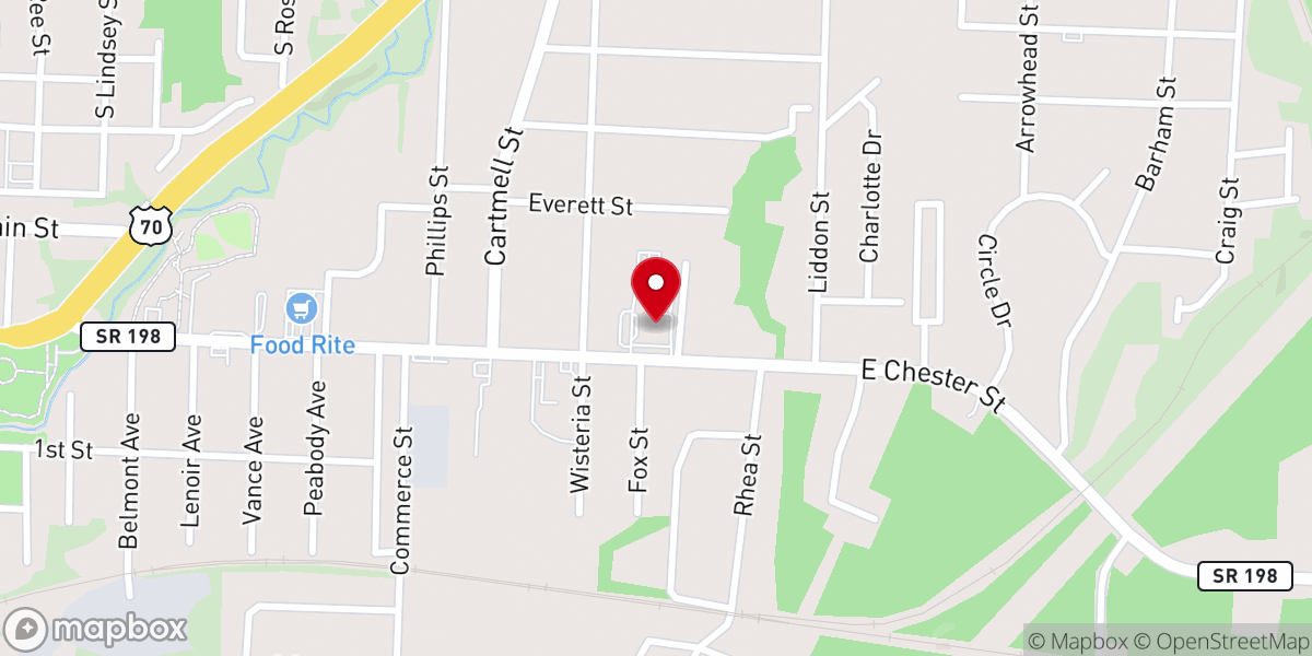 Map showing location of East Jackson Church of Christ