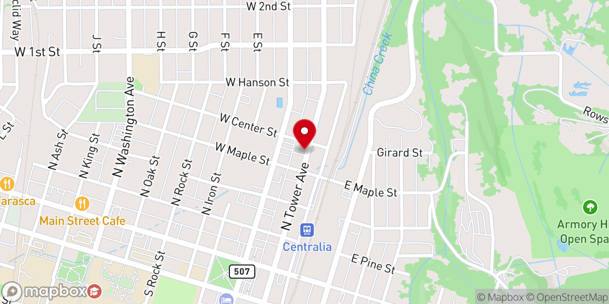 Map showing location of Bethel Downtown Centralia