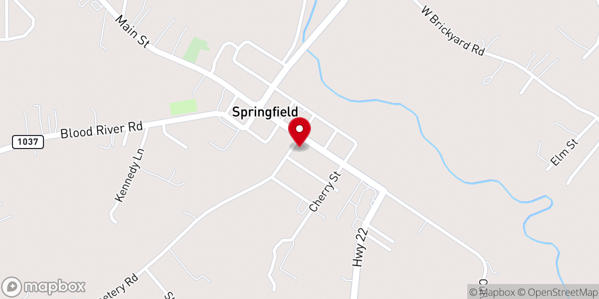 Map showing location of First Baptist Church of Springfield